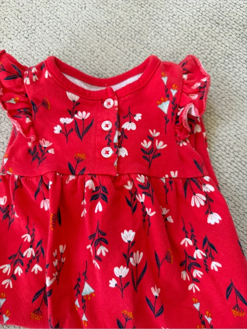 Carter's Red Floral Long-Sleeve Baby One-Piece